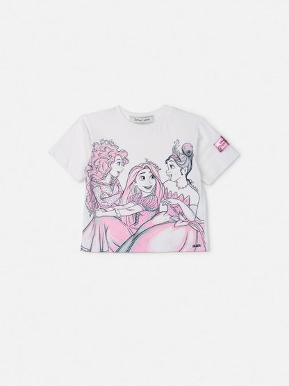 Conjunto Infantil Princesas Patch Disney e Saia Ballet Tule - Animê