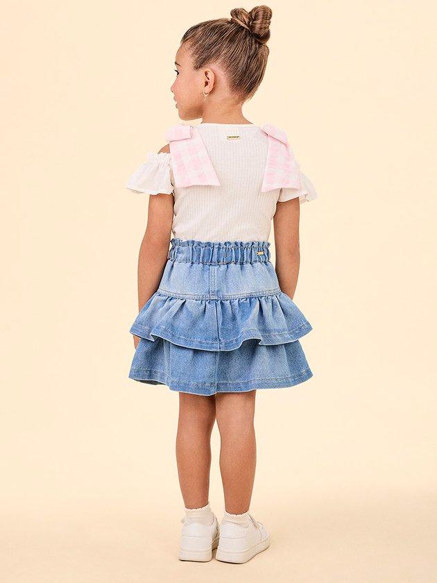 Conjunto Jeans com Laços Xadrez - Animê - Gracia