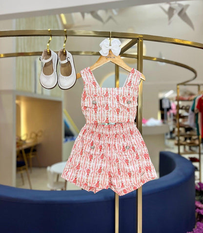 Blusa cropped floral com botões jóia Pituchinhus - Gracia