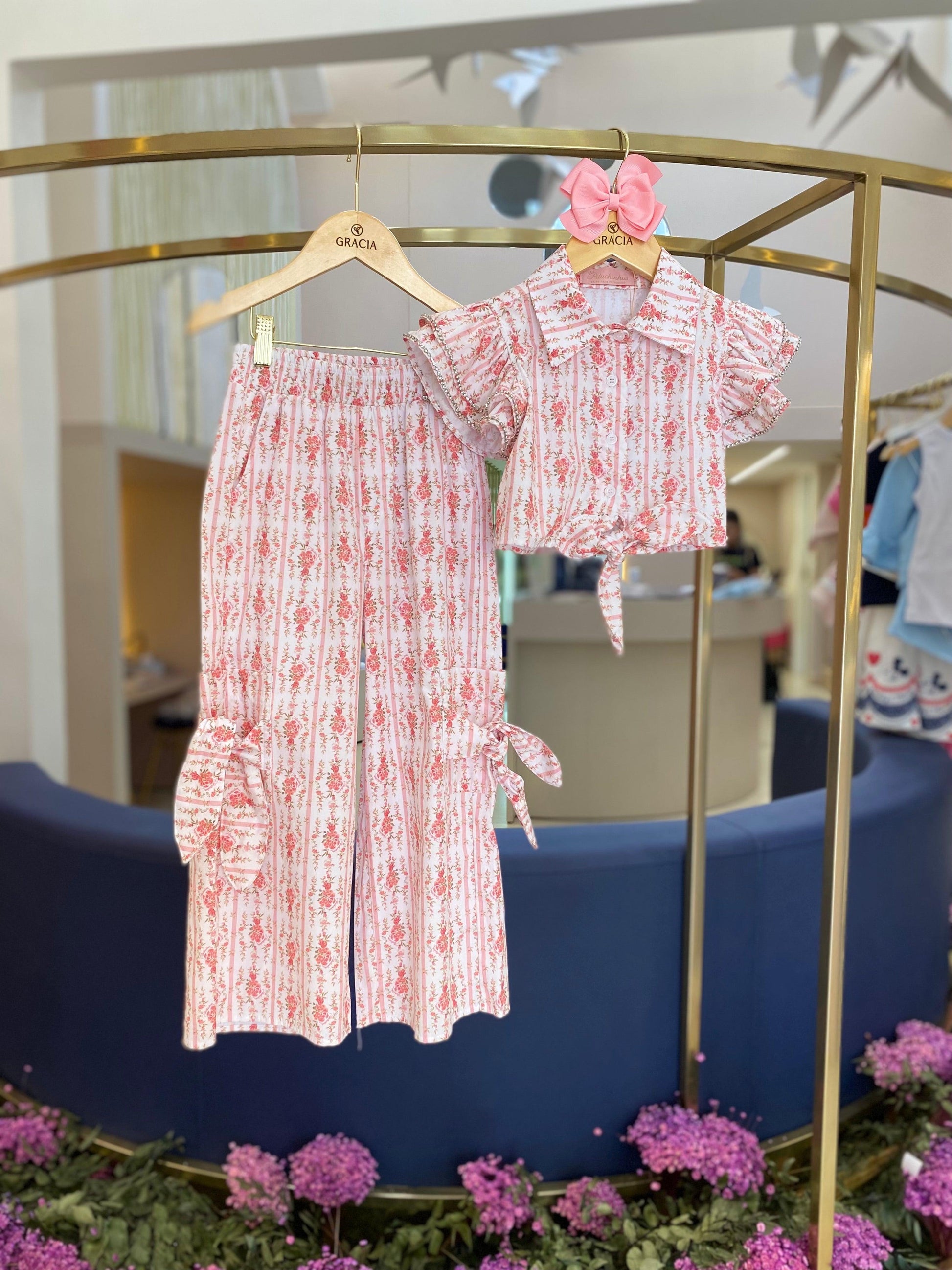 Camisa cropped floral Pituchinhus - Gracia