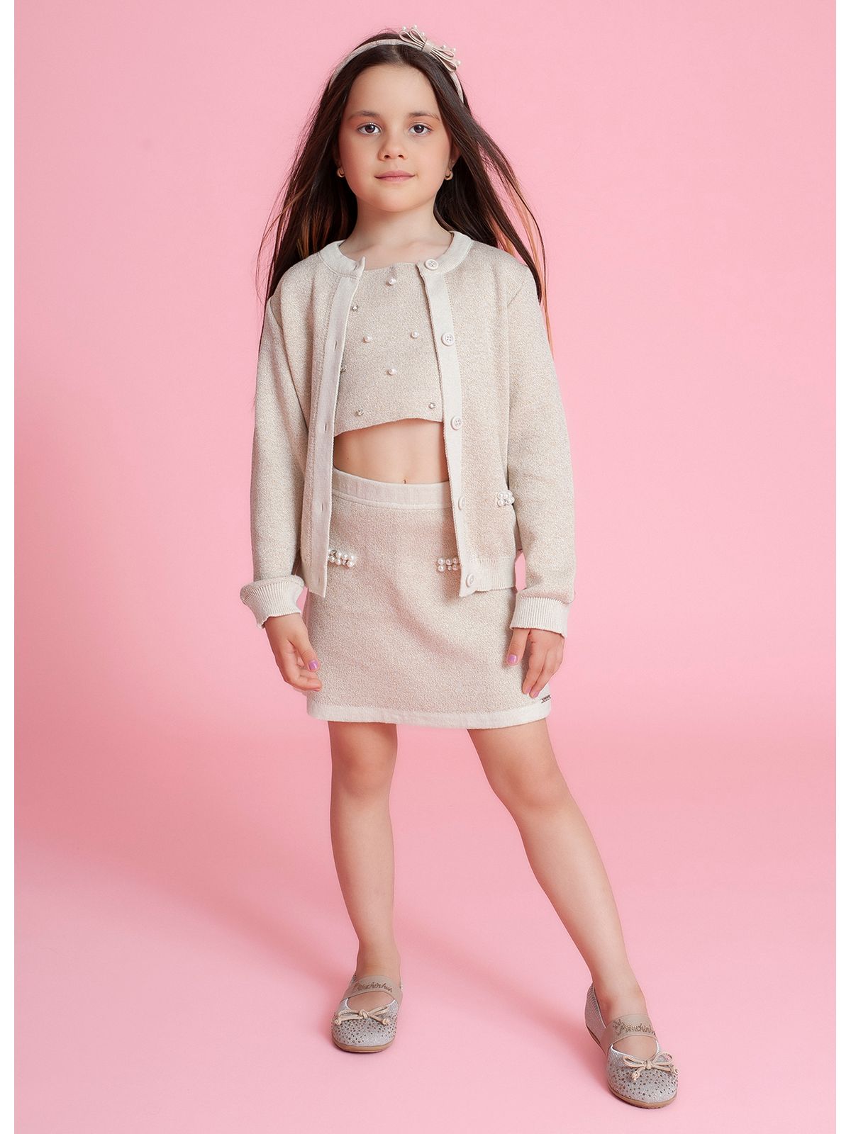 Saia-shorts Tricot Brilhos e Bordados Pituchinhus