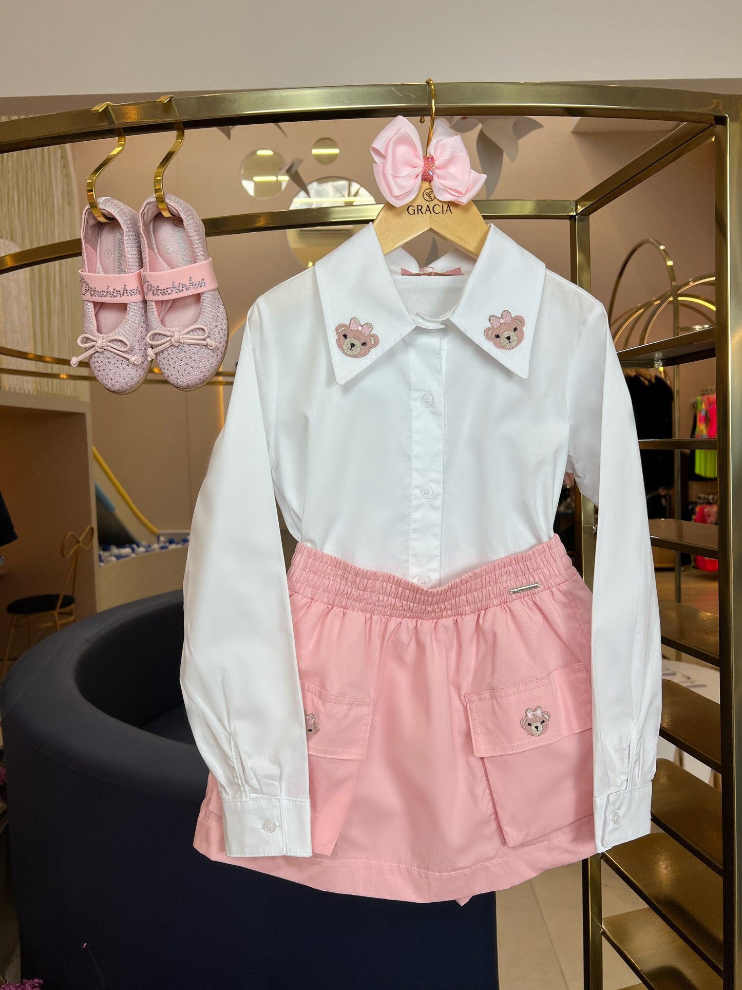 Shorts-saia Bolsos Cargo Patches Ursa Pituchinhus - Gracia