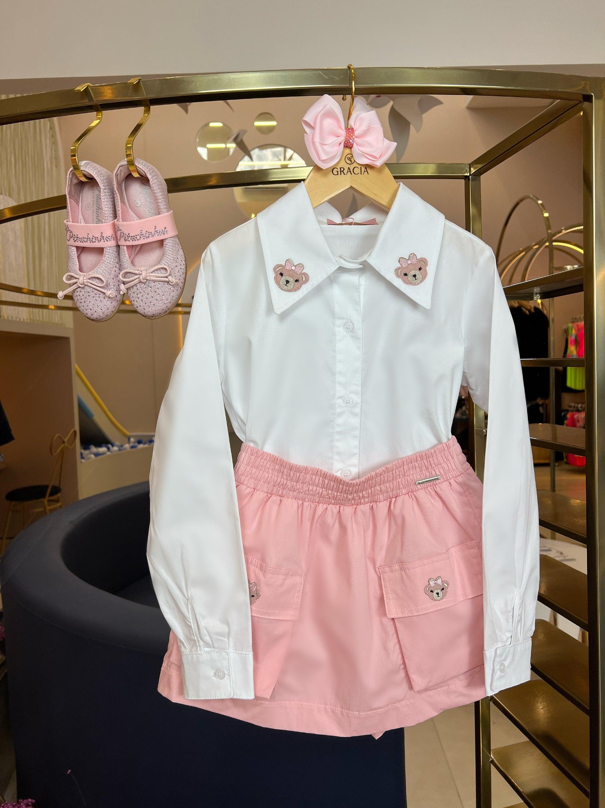Shorts-saia Bolsos Cargo Patches Ursa Pituchinhus - Gracia