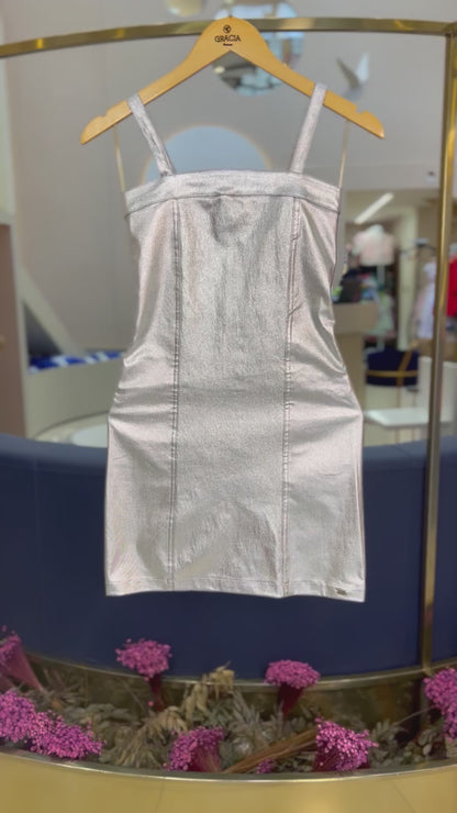 Vestido Metalizado Prata - I Am
