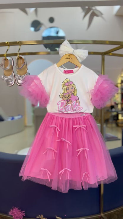 Blusa com Mangas de Tule - Barbie by Pituchinhus