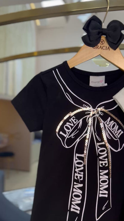 Vestido Laço Bordado Paetê - Momi