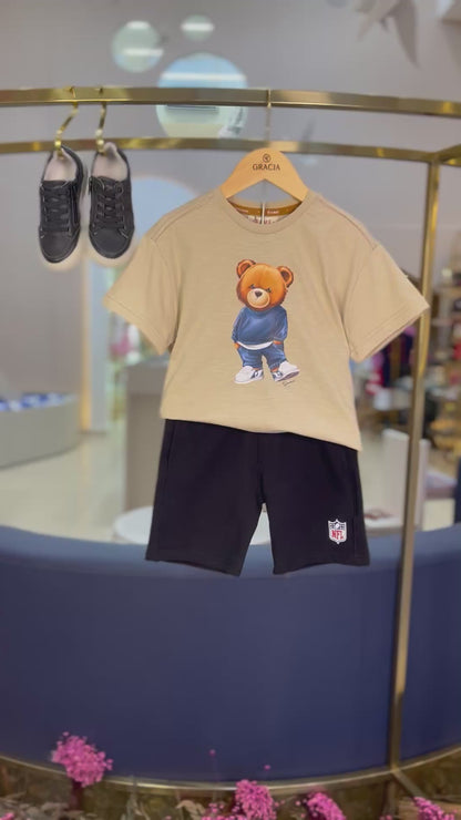 Bermuda Infantil Futebol NFL Preta - Dame