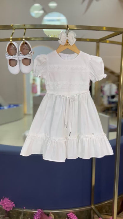 Vestido Infantil Midi Algodão com Renda Coração - Um Mais Um