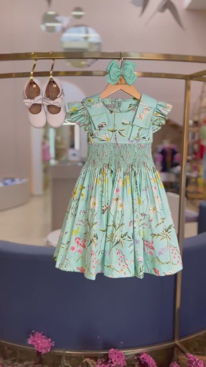Vestido Infantil Olívia Floral Verde - Gracia