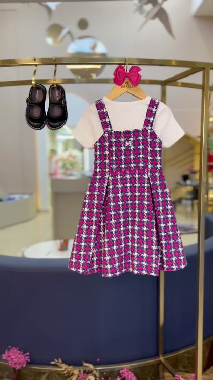 Vestido Pied Poule Pink - Momi