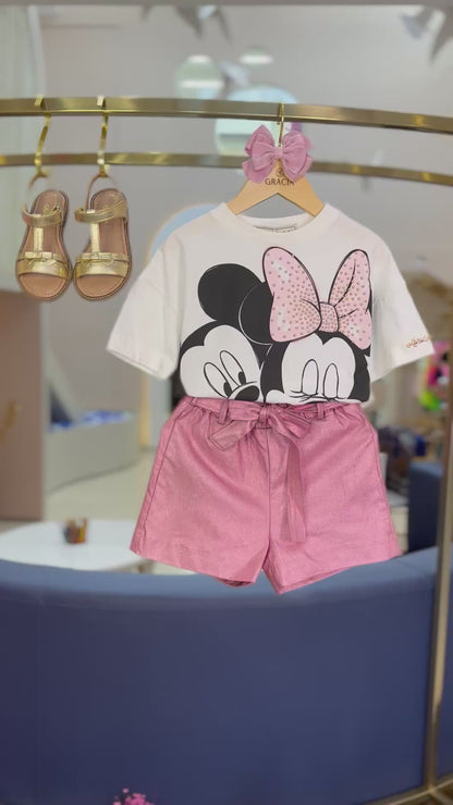 Shorts Infantil Metalizado Clássico Rose - Animê