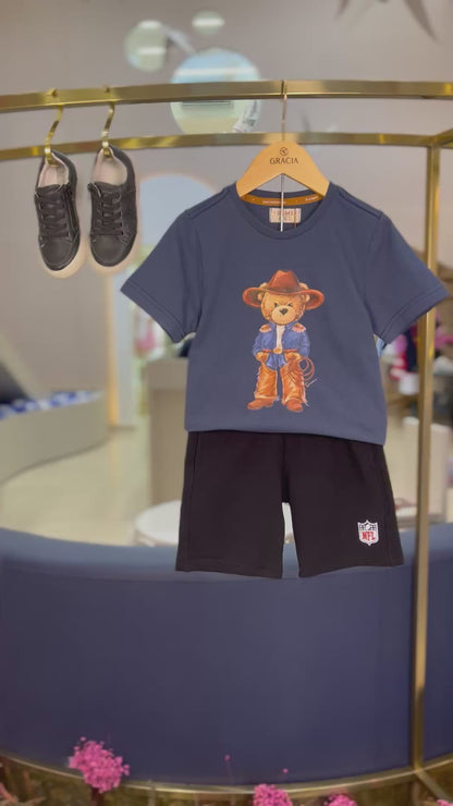 Bermuda Infantil Futebol NFL Preta - Dame