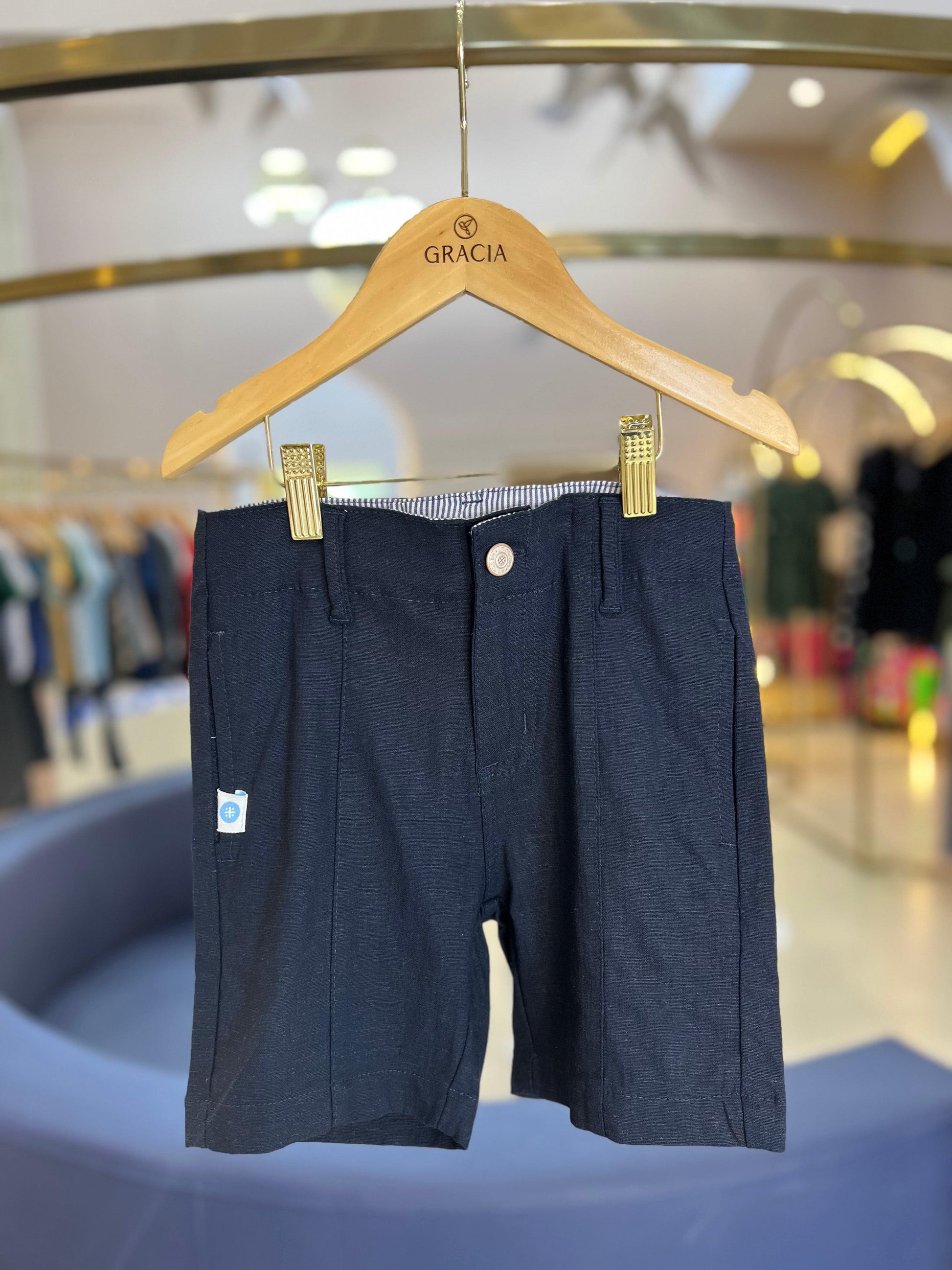 Bermuda de linho com elastano Marinho - 1+1 - Gracia
