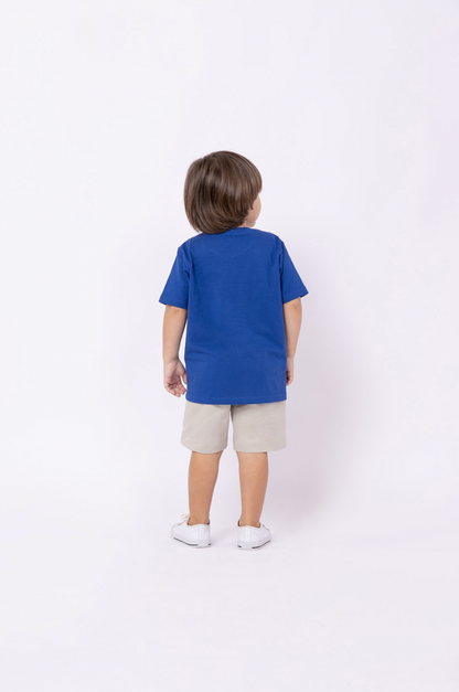 Bermuda Infantil Sarja com Elastano Bege - Um Mais Um