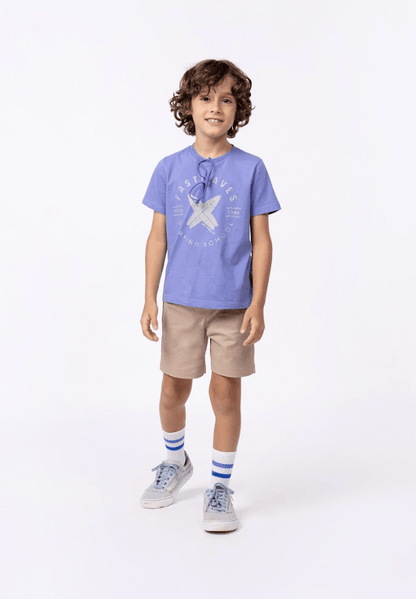 Conjunto tshirt 100% algodão e bermuda de sarja Um Mais Um - Gracia
