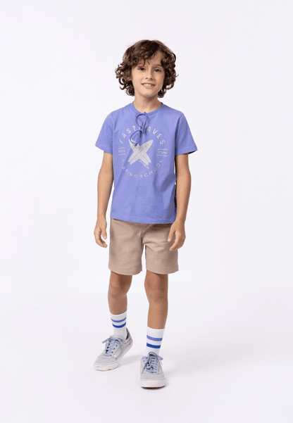 Conjunto tshirt 100% algodão e bermuda de sarja Um Mais Um - Gracia