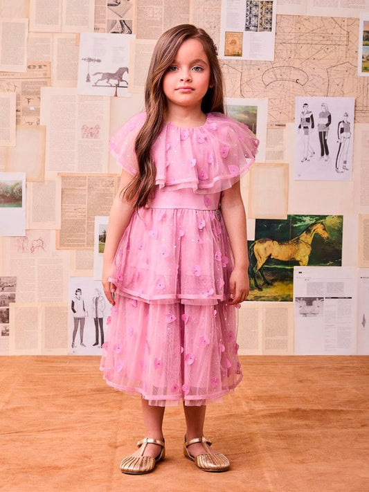 Vestido Infantil de Festa em Tule Corações Petit - Animê PRÉ-VENDA