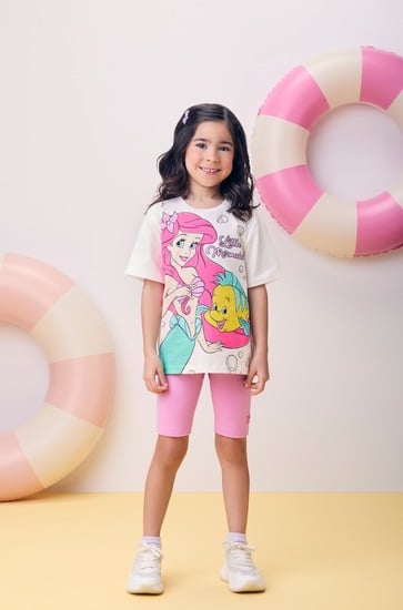Conjunto Infantil Ariel & Linguado Blusa e Legging Lilás - Momi