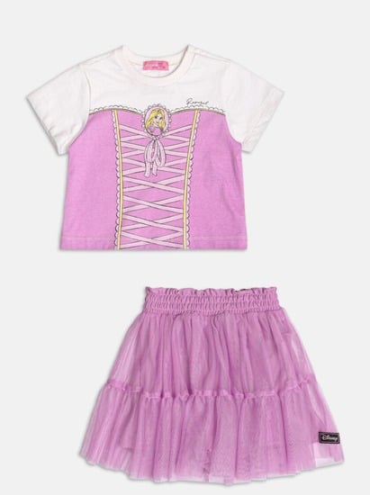 Conjunto Infantil Princesa Rapunzel Blusa e Saia de Tule - Momi