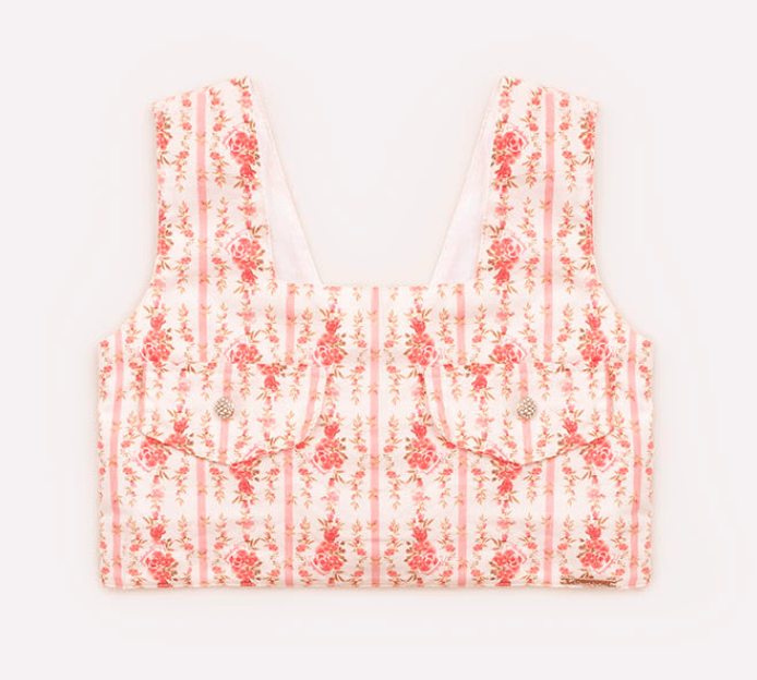 Blusa cropped floral com botões jóia Pituchinhus - Gracia