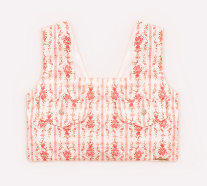 Blusa cropped floral com botões jóia Pituchinhus - Gracia