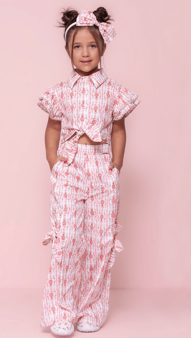 Camisa cropped floral Pituchinhus - Gracia